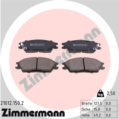 ZIMMERMANN 21012.150.2 Brake Pad Set, disc brake