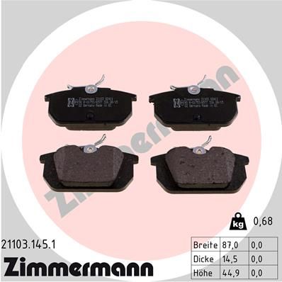 ZIMMERMANN 21103.145.1 Brake Pad Set, disc brake