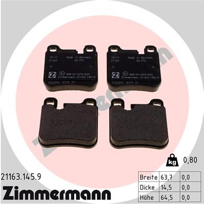 Brake Pad Set, disc brake ZIMMERMANN 21163.145.9