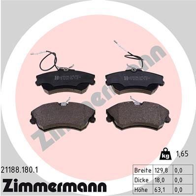 Brake Pad Set, disc brake ZIMMERMANN 21188.180.1