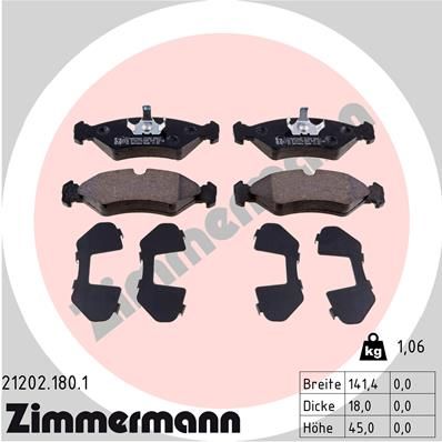Brake Pad Set, disc brake ZIMMERMANN 21202.180.1