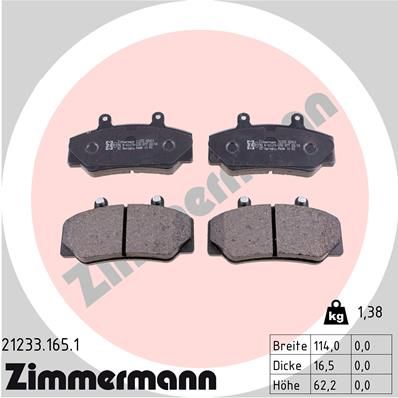 Brake Pad Set, disc brake ZIMMERMANN 21233.165.1