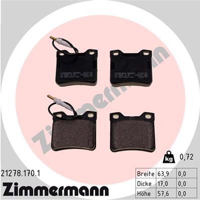 Brake Pad Set, disc brake ZIMMERMANN 21278.170.1