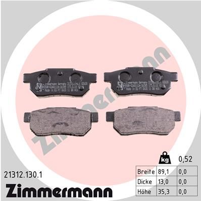 Brake Pad Set, disc brake ZIMMERMANN 21312.130.1