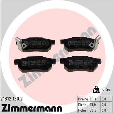 ZIMMERMANN 21312.130.2 Brake Pad Set, disc brake