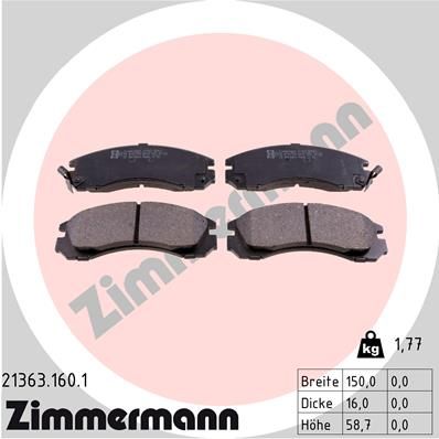 ZIMMERMANN 21363.160.1 Brake Pad Set, disc brake