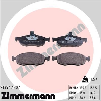 Brake Pad Set, disc brake ZIMMERMANN 21394.180.1