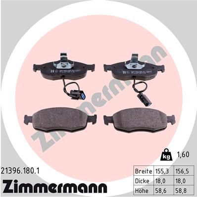 Brake Pad Set, disc brake ZIMMERMANN 21396.180.1