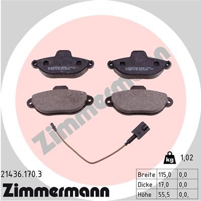 ZIMMERMANN 21436.170.3 Brake Pad Set, disc brake