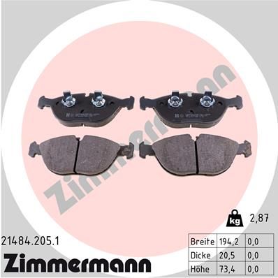 ZIMMERMANN 21484.205.1 Brake Pad Set, disc brake