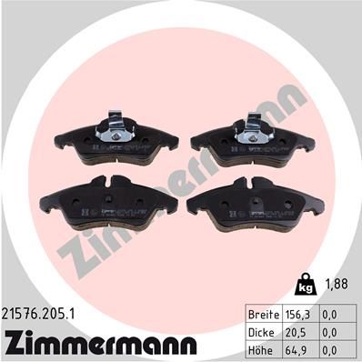 Brake Pad Set, disc brake ZIMMERMANN 21576.205.1