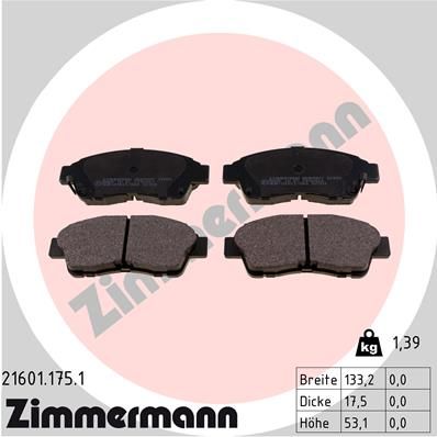 ZIMMERMANN 21601.175.1 Brake Pad Set, disc brake