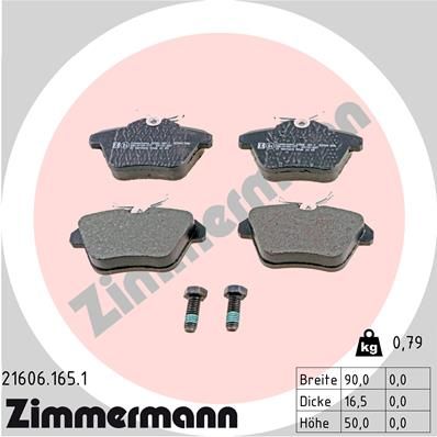 Brake Pad Set, disc brake ZIMMERMANN 21606.165.1