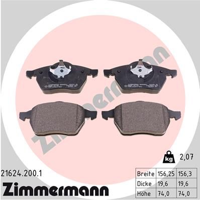 Brake Pad Set, disc brake ZIMMERMANN 21624.200.1