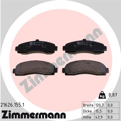 Brake Pad Set, disc brake ZIMMERMANN 21626.155.1