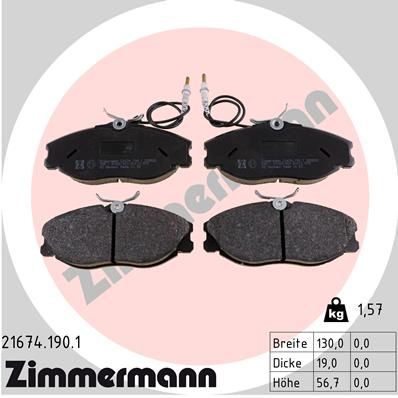 Brake Pad Set, disc brake ZIMMERMANN 21674.190.1