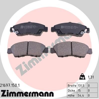 ZIMMERMANN 21697.150.1 Brake Pad Set, disc brake