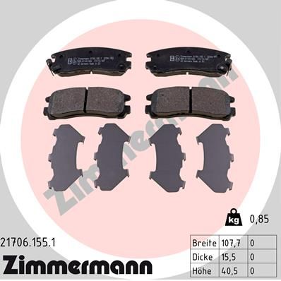 Brake Pad Set, disc brake ZIMMERMANN 21706.155.1