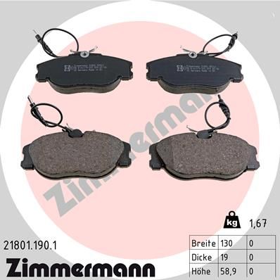 ZIMMERMANN 21801.190.1 Brake Pad Set, disc brake