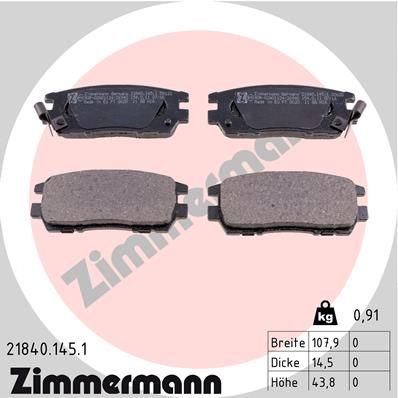 Brake Pad Set, disc brake ZIMMERMANN 21840.145.1