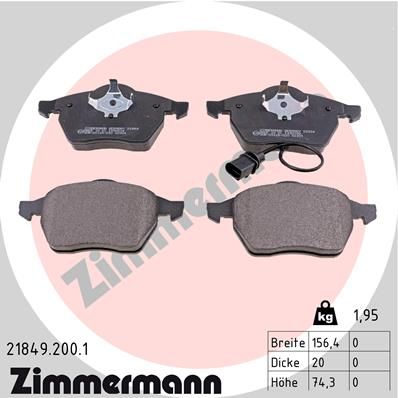 ZIMMERMANN 21849.200.1 Brake Pad Set, disc brake