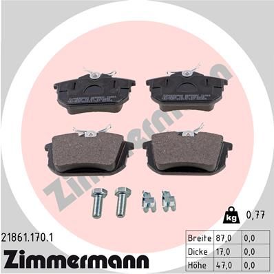 Brake Pad Set, disc brake ZIMMERMANN 21861.170.1