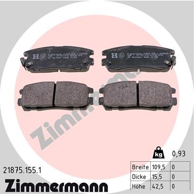 Brake Pad Set, disc brake ZIMMERMANN 21875.155.1