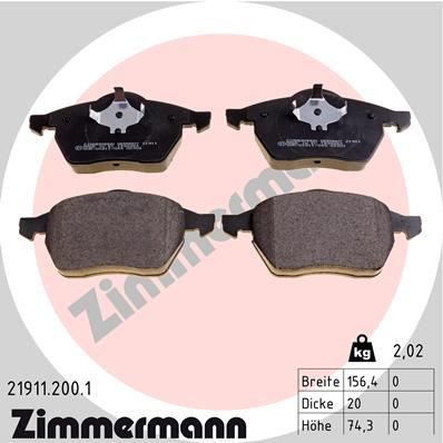 ZIMMERMANN 21911.200.1 Brake Pad Set, disc brake