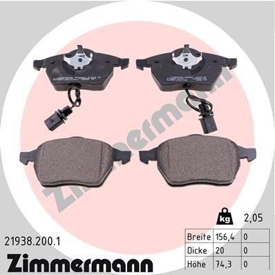 ZIMMERMANN 21938.200.1 Brake Pad Set, disc brake