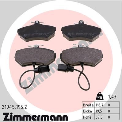 ZIMMERMANN 21945.195.2 Brake Pad Set, disc brake