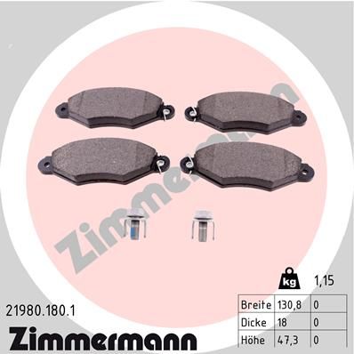 Brake Pad Set, disc brake ZIMMERMANN 21980.180.1