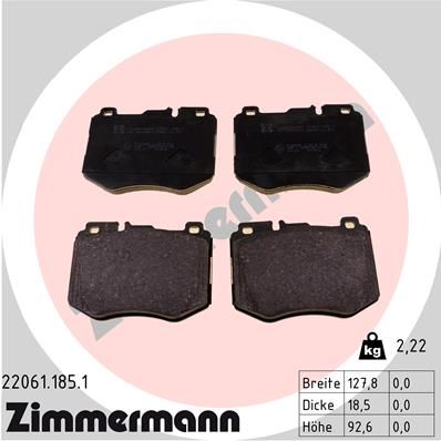 Brake Pad Set, disc brake ZIMMERMANN 22061.185.1