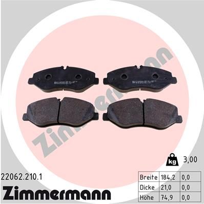 ZIMMERMANN 22062.210.1 Brake Pad Set, disc brake