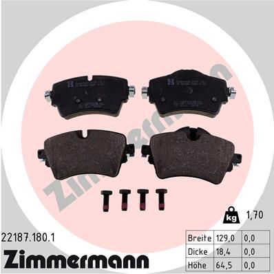 Brake Pad Set, disc brake ZIMMERMANN 22187.180.1