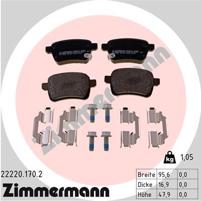 ZIMMERMANN 22220.170.2 Brake Pad Set, disc brake