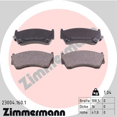 ZIMMERMANN 23004.160.1 Brake Pad Set, disc brake