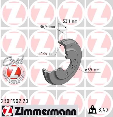 Brake Drum ZIMMERMANN 230.1902.20