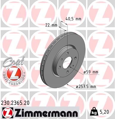 Brake Disc ZIMMERMANN 230.2365.20