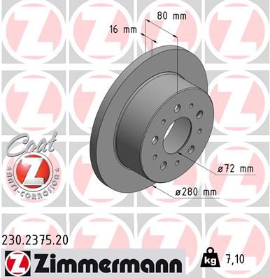 Brake Disc ZIMMERMANN 230.2375.20