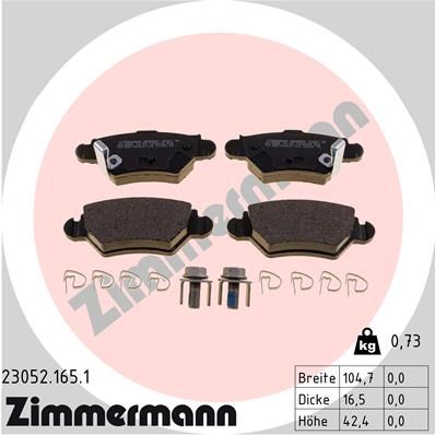 ZIMMERMANN 23052.165.1 Brake Pad Set, disc brake
