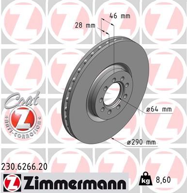 Brake Disc ZIMMERMANN 230.6266.20