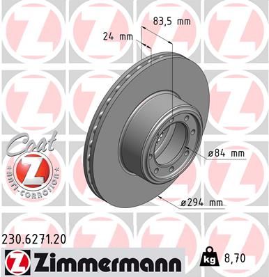 Brake Disc ZIMMERMANN 230.6271.20