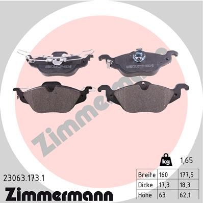 Brake Pad Set, disc brake ZIMMERMANN 23063.173.1