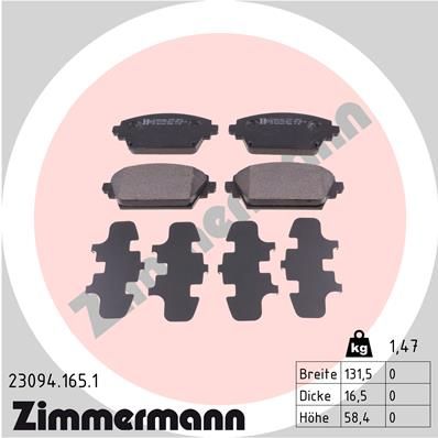 ZIMMERMANN 23094.165.1 Brake Pad Set, disc brake