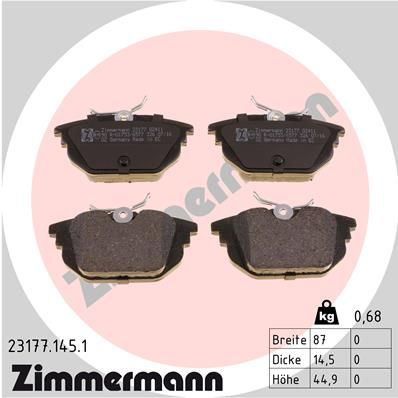 ZIMMERMANN 23177.145.1 Brake Pad Set, disc brake