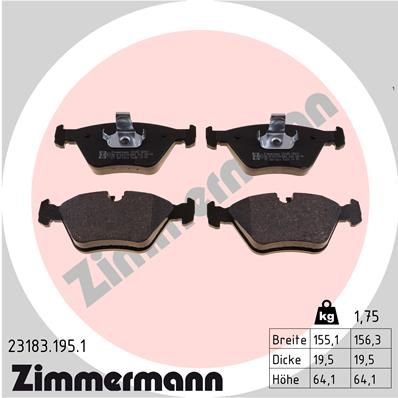 Brake Pad Set, disc brake ZIMMERMANN 23183.195.1