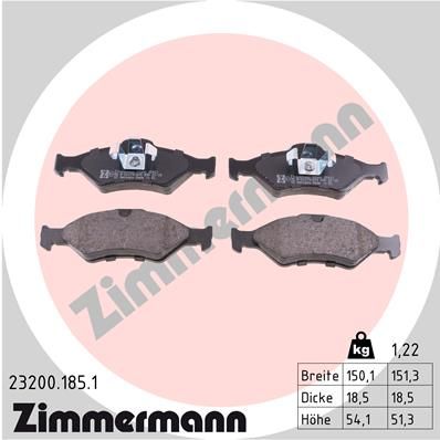 Brake Pad Set, disc brake ZIMMERMANN 23200.185.1