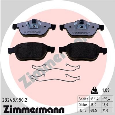 ZIMMERMANN 23248.980.2 Brake Pad Set, disc brake