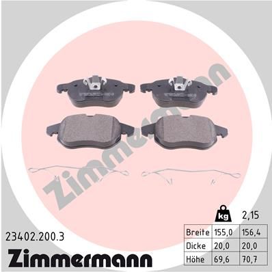 ZIMMERMANN 23402.200.3 Brake Pad Set, disc brake