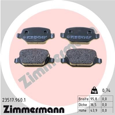 ZIMMERMANN 23517.960.1 Brake Pad Set, disc brake